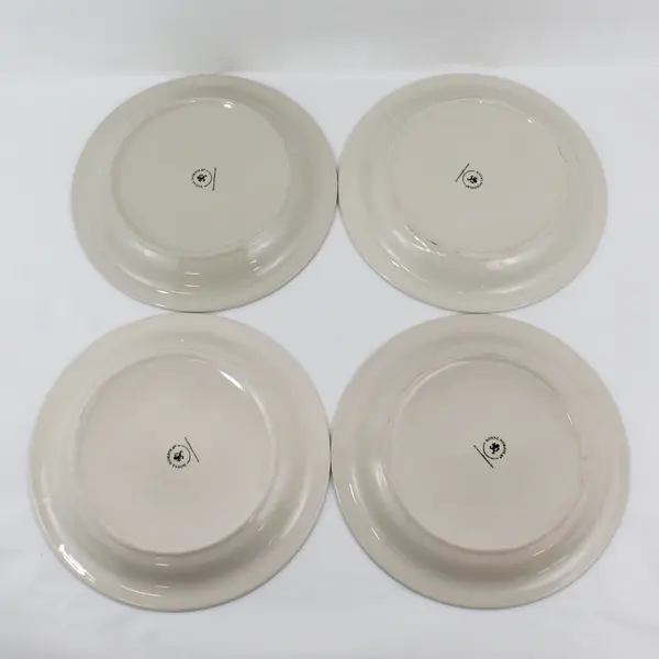 4 Royal Norfolk MAMBO Blue Center Stoneware Dinner Plates 10.75"
