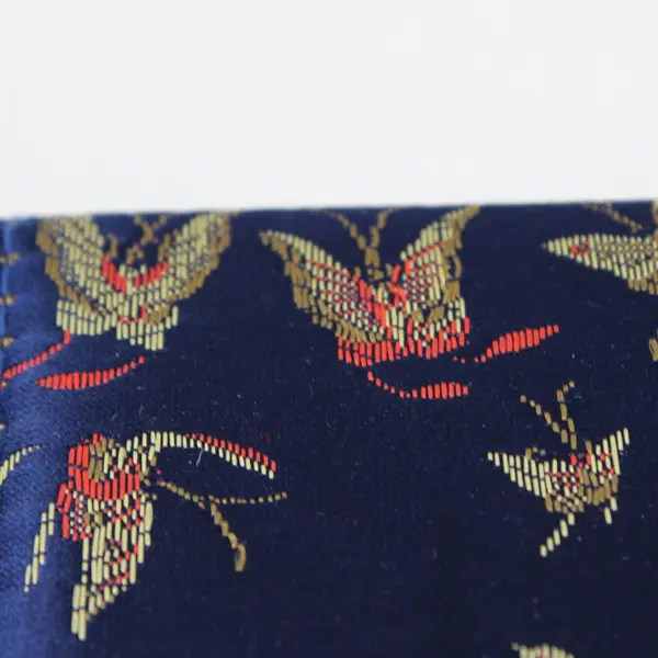 Blue Fabric Bird Pattern Key Case Pouch Holds 6 Keys