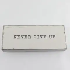 Small White Wooden Rustic Box Sign Quote "Never Give Up" Sixtrees Brand USA