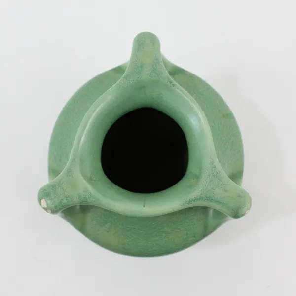 Haeger Geranium Leaf Green Triple Handle Vintage Pottery Vase 5"