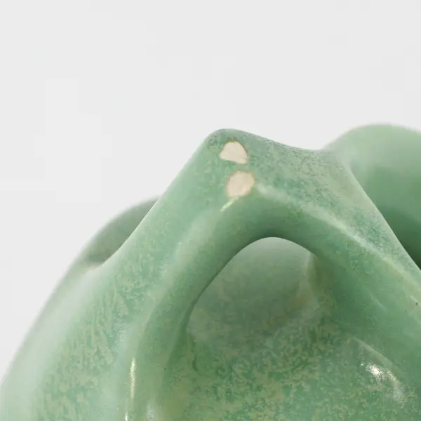 Haeger Geranium Leaf Green Triple Handle Vintage Pottery Vase 5"