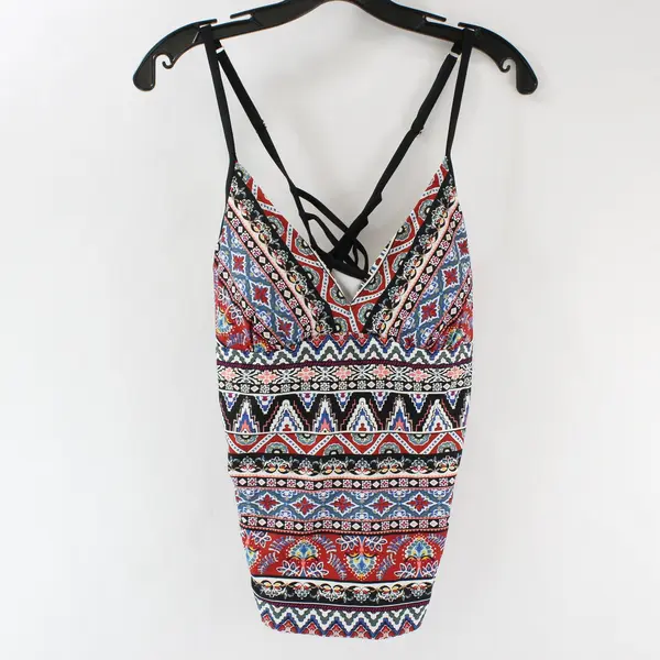 Kona Sol Multicolor patterned Padded Tankini Top Women's Large