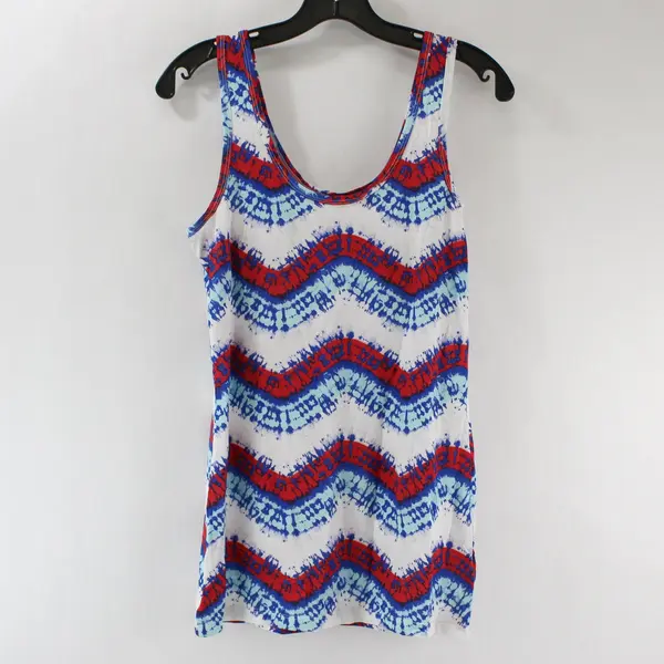 No Boundaries Red White Blue Faux Tie-Dye Tank Top Juniors 11-13