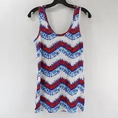 No Boundaries Red White Blue Faux Tie-Dye Tank Top Juniors 11-13