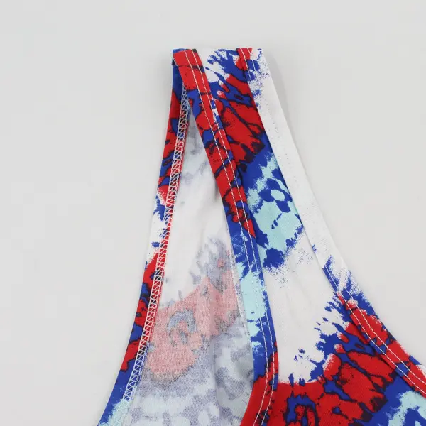No Boundaries Red White Blue Faux Tie-Dye Tank Top Juniors 11-13