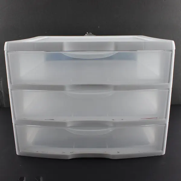 Sterilite White 3 Drawer Desktop Countertop Organizer Translucent Drawers