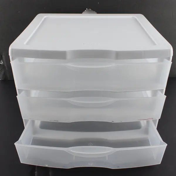 Sterilite White 3 Drawer Desktop Countertop Organizer Translucent Drawers