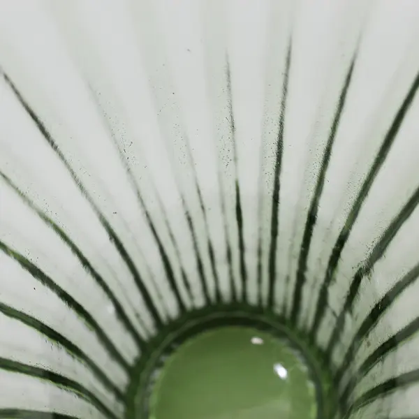 Avocado Green Glass Flower Vase Ribbed With Flared Rim
