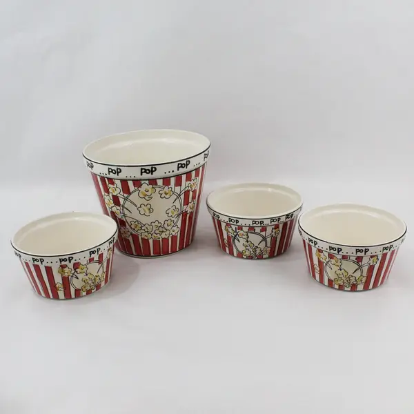 Kitchen Prep 101 by Tabletops Unlimited 4 Piece Ceramic Popcorn Serving Set