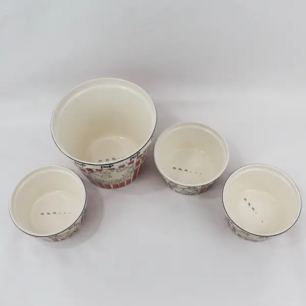 Kitchen Prep 101 by Tabletops Unlimited 4 Piece Ceramic Popcorn Serving Set