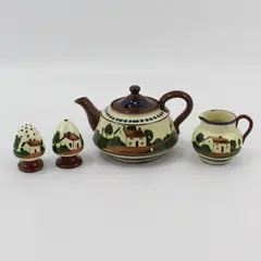 Vintage Watcombe Devon Motto Teapot Creamer Salt And Pepper Shaker Set