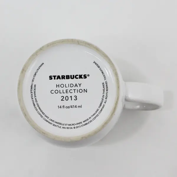 2013 Holiday Starbucks Coffee Mug 14 oz Mermaid White Green Siren Logo Gold