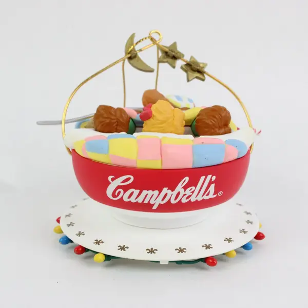 Vintage 1993 Campbell's Kids Sleeping in Soup Bowl Christmas Ornament