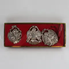 Gorham Nickel Plated Angel Ornament Set of 3 Peace Dove Violin Vintage