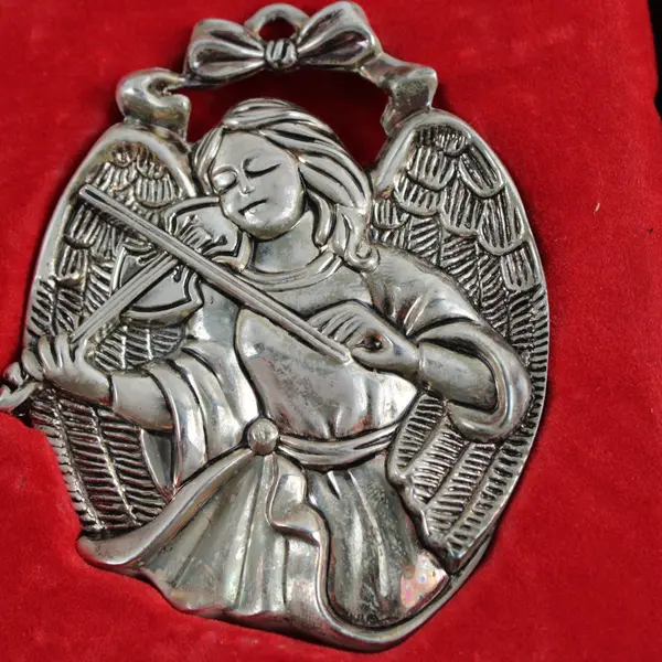 Gorham Nickel Plated Angel Ornament Set of 3 Peace Dove Violin Vintage