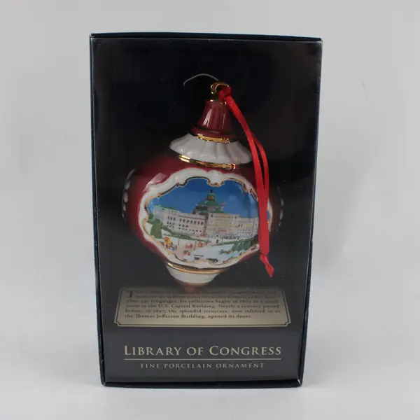 Fine Porcelain Christmas Ball Ornament Library of Congress Jefferson Building