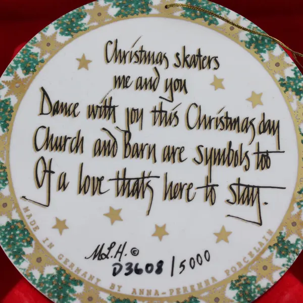 Christmas Skaters Anna Perenna Mini Plate COA New