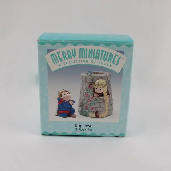Vintage Hallmark Merry Miniatures Rapunzel 2 Piece Set Box 1998