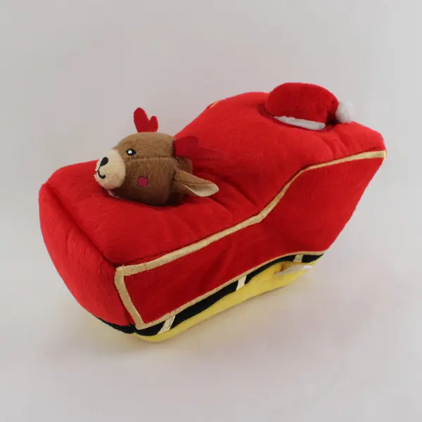 ZippyPaws Holiday Burrow Santa's Sleigh Plush Dog Toy