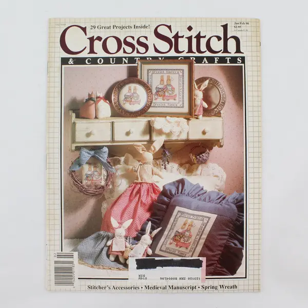 Lot of 4 Vintage 1990 Cross Stitch & Country Crafts Magazines Good