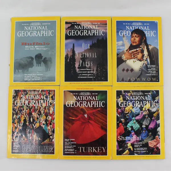 Lot of 6 Vintage 1994 National Geographic Magazines Mar May June July Oct Nov