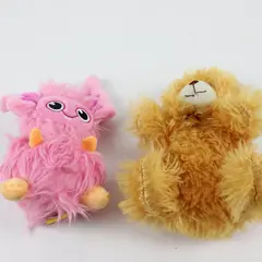Lot of 2 Plush House Monsters Lukilab Pink Monster & Golden Teddy Bear