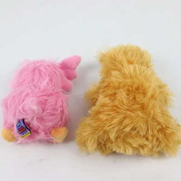 Lot of 2 Plush House Monsters Lukilab Pink Monster & Golden Teddy Bear