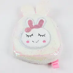 Kawaii White Sequined Plush Kids Backpack Pink Straps Bow Pre-owned