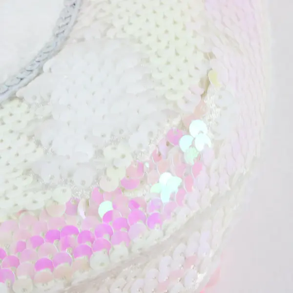 Kawaii White Sequined Plush Kids Backpack Pink Straps Bow Pre-owned