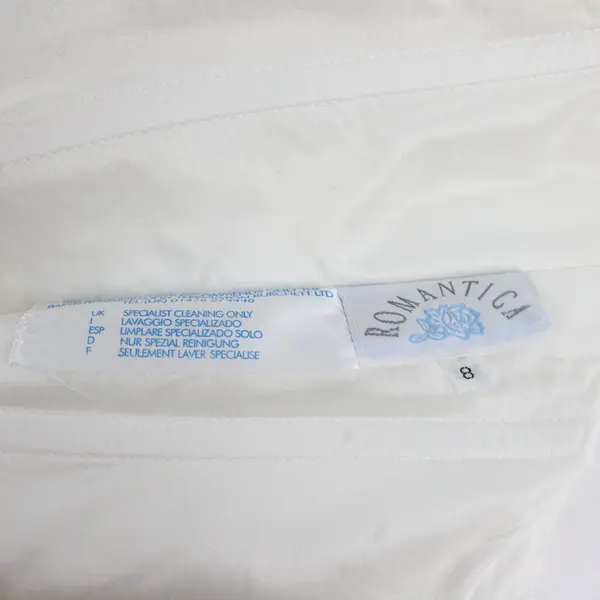 Romantica White Long Train Strapless Wedding Dress Women's Size 8 FLAWED