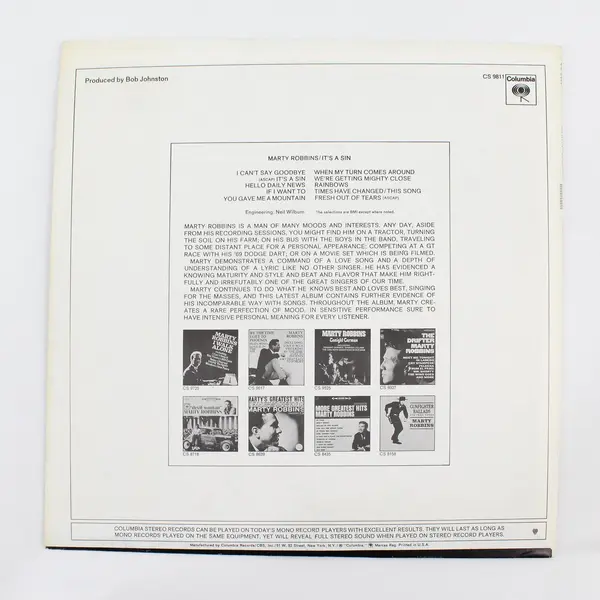 Marty Robbins Marty's Greatest Hits 12" Vinyl Record