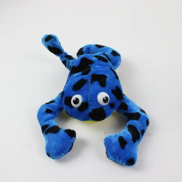 Lot of 2 Used Small Plush Stuffed Animals Blue Spotted Frog Purple Cat