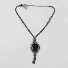NWT Chico's Sparkly Green Acrylic Stone Silver-Tone Boho Lariat Necklace 20"