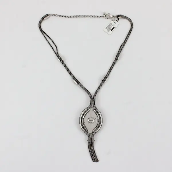 NWT Chico's Sparkly Green Acrylic Stone Silver-Tone Boho Lariat Necklace 20"