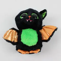 Ty Beanie Boo Beastie Bat Black Plush Retired Green Glitter Eyes 6in