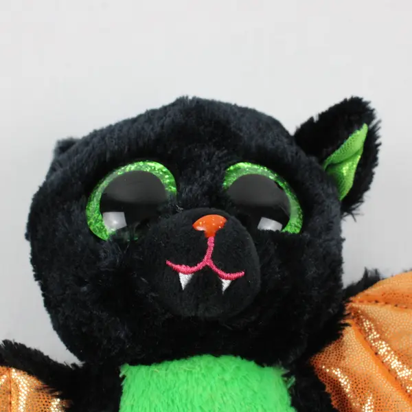 Ty Beanie Boo Beastie Bat Black Plush Retired Green Glitter Eyes 6in
