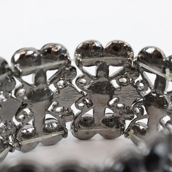 NWT White House Black Market Black and Silver-Tone Stretch Bangle Bracelet