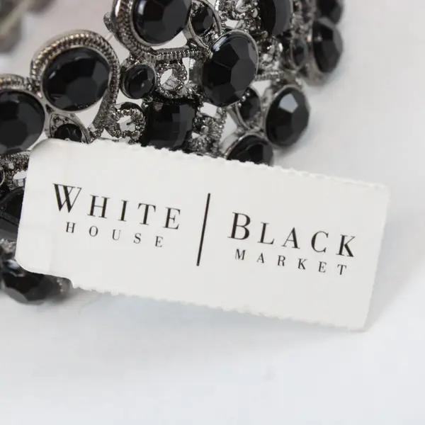 NWT White House Black Market Black and Silver-Tone Stretch Bangle Bracelet