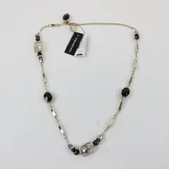 NWT White House Black Market Gold Tone Beaded Necklace Red Black Clear