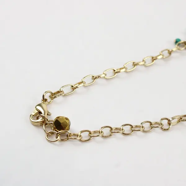Green Beaded Gold-Tone Chain Necklace 18.5"