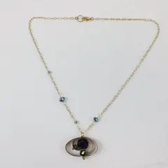 Gold-Tone Blue Druzy-Style Whimsigoth Boho Pendant Necklace 23 in