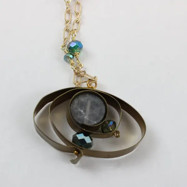 Gold-Tone Blue Druzy-Style Whimsigoth Boho Pendant Necklace 23 in