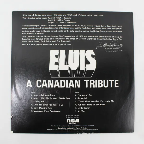 Elvis Presley A Canadian Tribute RCA KKL1-7065 12in Vinyl LP