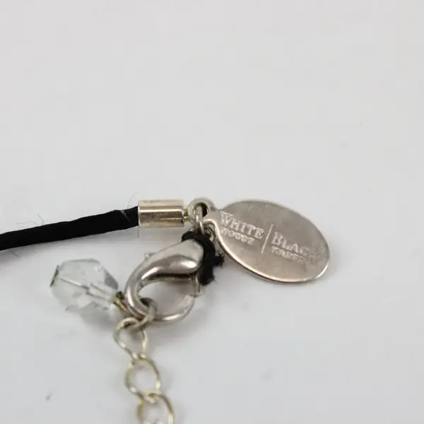 White House Black Market Silver-Tone Teardrop Pendant Black Cord Necklace 18.5"