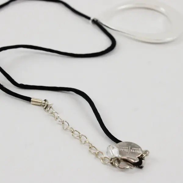White House Black Market Silver-Tone Teardrop Pendant Black Cord Necklace 18.5"