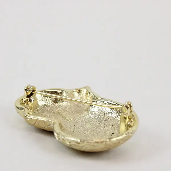 Vintage AJC Patchwork Cat Gold-Tone Brooch 2"