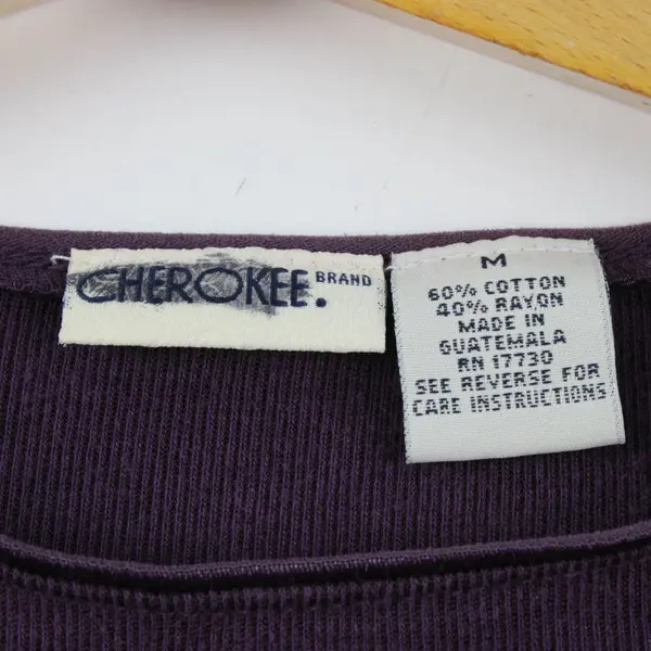 Cherokee Plum Purple Long Sleeve Cotton Rayon Shirt Womens M