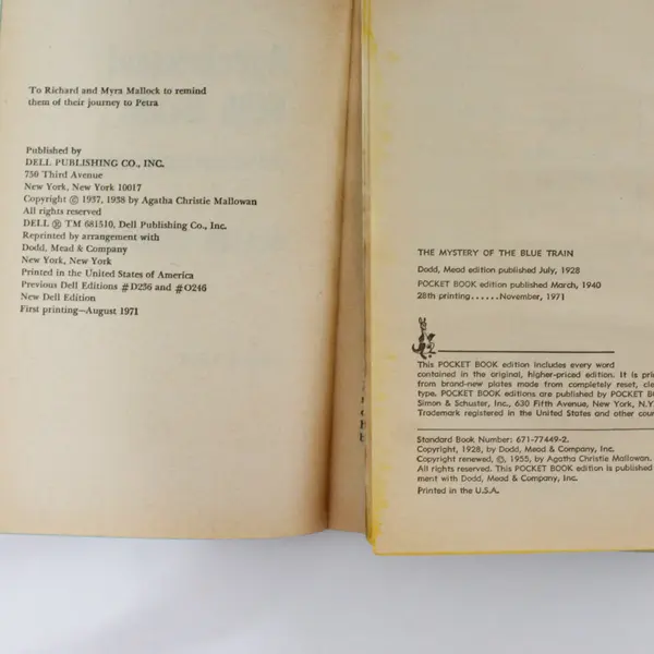 Lot of 2 1971 Agatha Christie Hercule Poirot Appointment With Death Blue Train