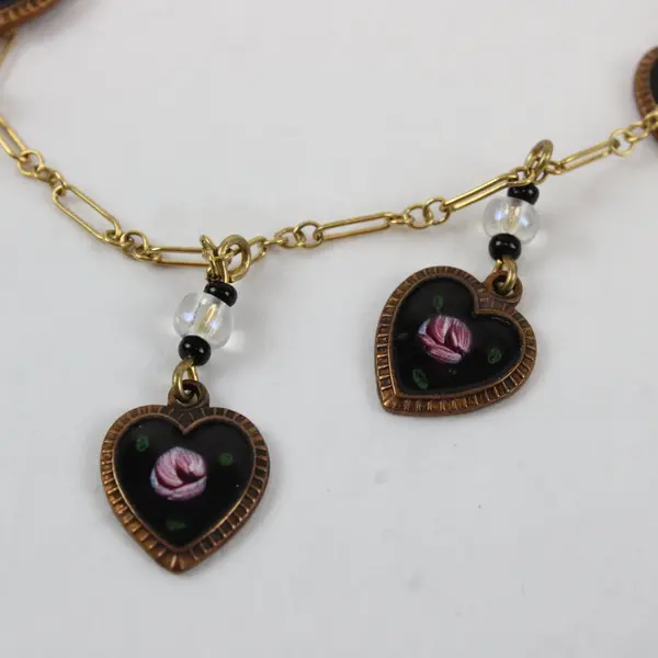 Vintage Signed Kingston N.Y. Gold-Tone Multi-Heart Charm Necklace