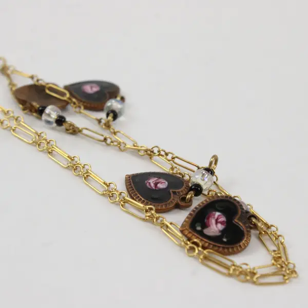 Vintage Signed Kingston N.Y. Gold-Tone Multi-Heart Charm Necklace